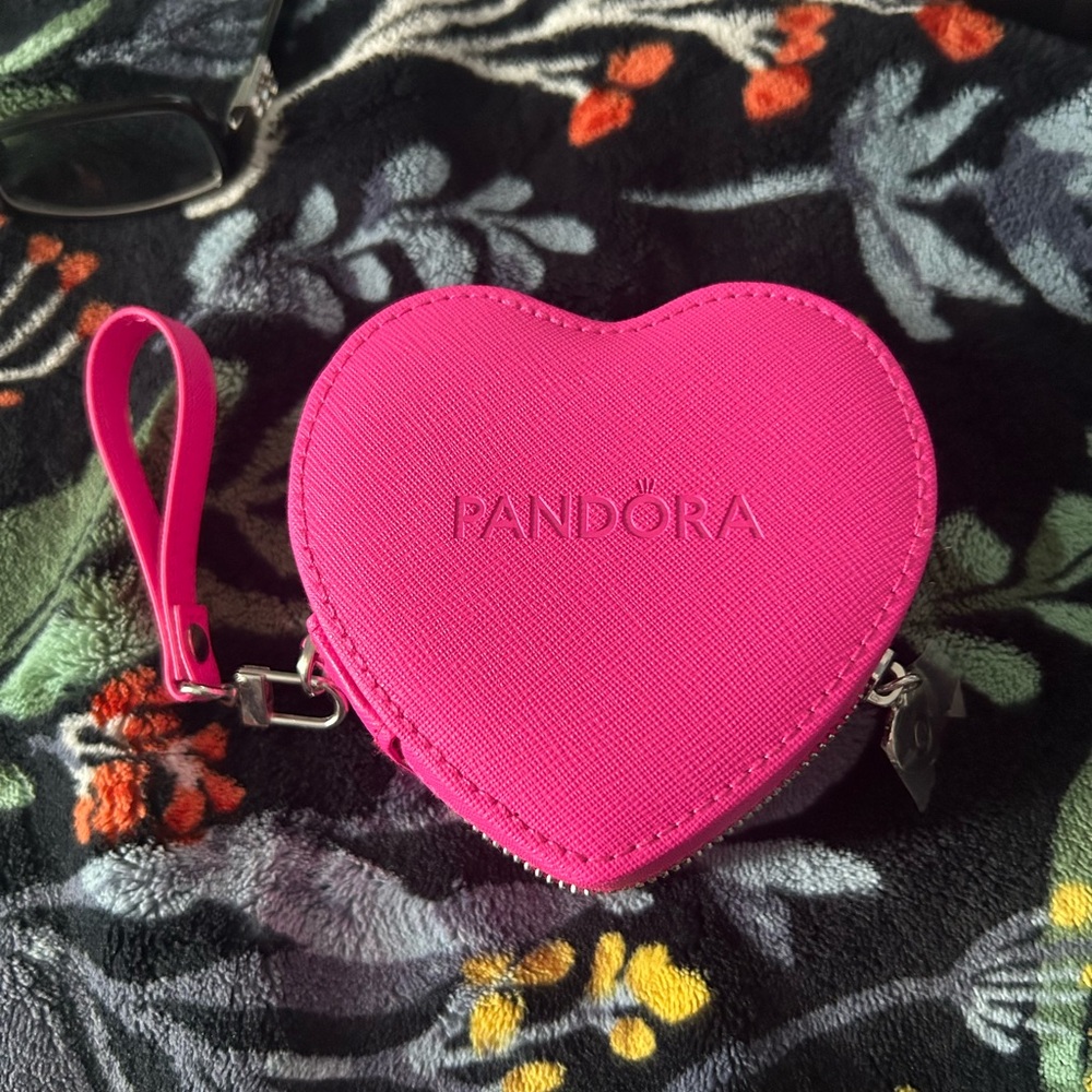 Pandora Hot Pink Heart Wristlet Coin Pouch